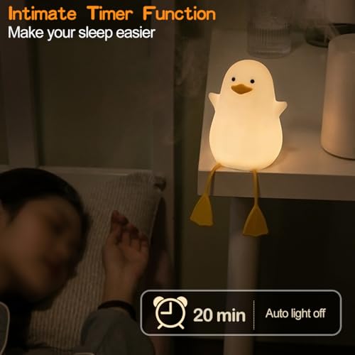 LEDHOLYT Kids Night Light - Cute Silicone Duck Nursery Lamp for Baby, Toddler, Boys, Girls - Squishy Animal Lamp for Bedroom, Kids Room - Gift (Seagull)