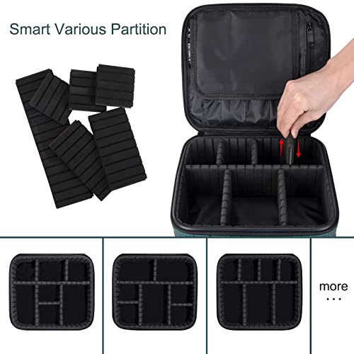 SYOSI Portable Travel Cosmetic Vanity Case, Makeup Organizer Box Storage for Makeup Brushes Tools with Removable Compartment