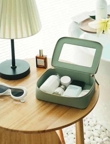 Small Cosmetic Bag for Purse Mini Makeup Bag for School Cute Clear Make Up Pouch for Travel Tiny Leather White Make Up Organizer Case for Backpack Toiletry Bag Waterproof Square Pouch with Zipper