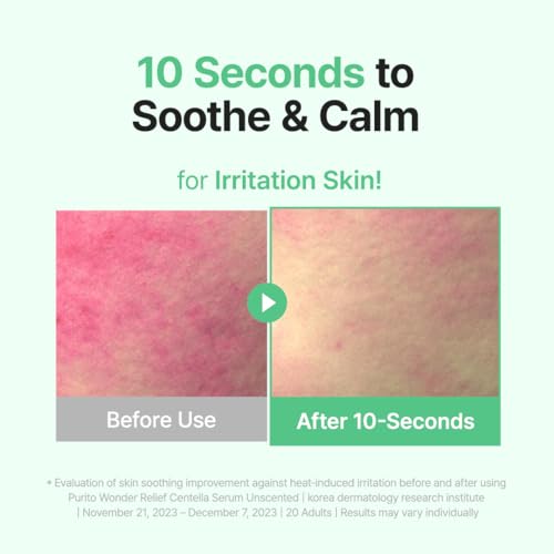 PURITO Centella Unscented Serum, Korean Centella, for All Skin Types, Ampoule, Soothing, Calming, Facial Serum for face, Vegan & Cruelty-Free, Korean Skin Care, 60ml 2fl.oz