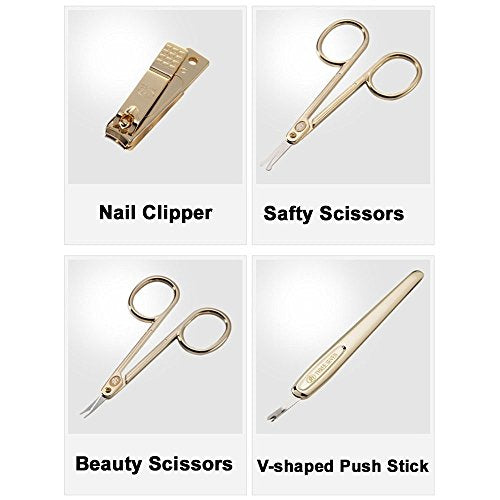 777 Three Seven (Gold) - World No. 1, . Travel Manicure Pedicure Grooming Kit Set, (Total 10 PC, Model: TS-2100G),Personal Nail care,Stainless steel, Made in Korea, Since 1975