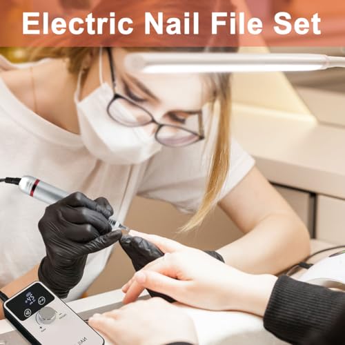 Azulmart Electric Nail File Set 6 In 1 Professional Nail Drill Kit Machine 45000RPM Speed Adjustable Manicure Pedicure Polishing Shape Tools Rechargeable Portable with 2 Nail Bits for Women Salon Home