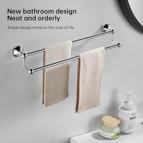 BRIMIX Bath Towel Rack Wall Mounted Towel Bar Bathroom Hardware Accessories Towel Holder (Double)