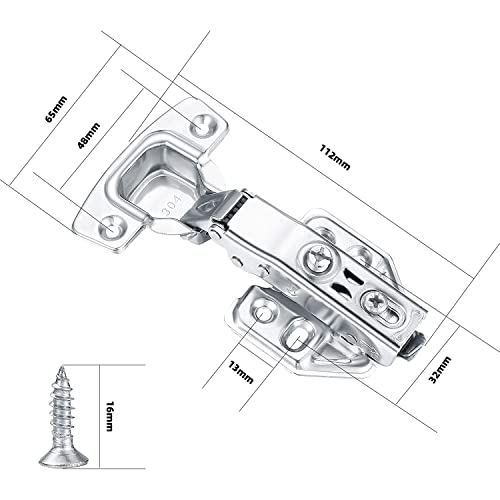 4 Pcs Kitchen Units Door Hinges, Soft Close Cupboard Wardrobe Door Hinges, Folding Doors Hinge with Screws, Full Overlay Mute Cabinet Hinges