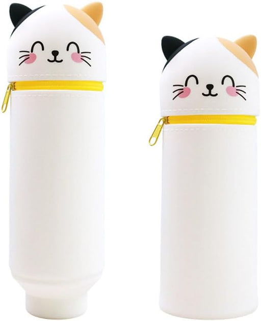 Voarge Animal Silicone Pencil Case 2 in 1 Soft Silicone Pencil Case for School Office Cat