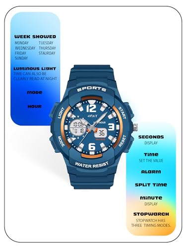 SPIKY Analog Digital Sports Watch for Kids | Multifunctional, Dual Time & Luminous Display | Water-Resistant & Silicone Strap | Best Birthday Gift Wrist Watches for Girls & Boys | Age 2-14 yrs