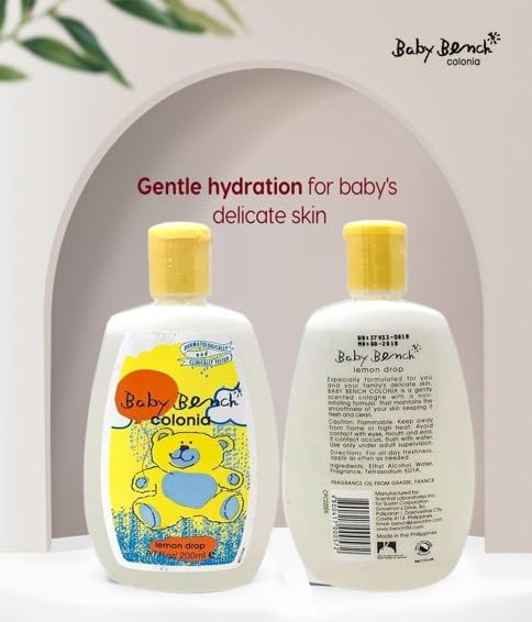 Baby Bench Colonia LEMON DROP COLOGNE | Perfume for Babies, Gentle & Safe, Mild Fragrance | Long-lasting Moisture & Delicate Fragrance | Safe for Mother's Hands & Baby's Skin 200 ml - (Pack of 3).