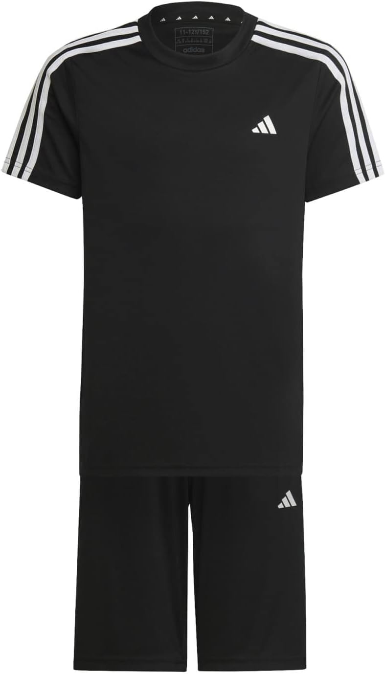unisex-child Train Essentials Aeroready 3-Stripes Regular-Fit Training Set Tracksuit - Black/White