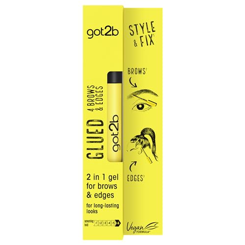 got2b Glued for Brows & Edges 2 in 1 Wand Eyebrow Gel, 72hr Hold, No White Residue or Stickness, Vegan, Silicone Free, Alcohol Free, 16 ml