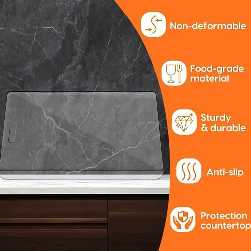 ABM&Y Acrylic Cutting Board with Counter Lip, 18x14 Inch Large Clear Cutting Boards for Kitchen Counter Non Slip, Perfect for Bread,Meat,Veggies & More, Great Kitchen Essential Gadgets & Decor
