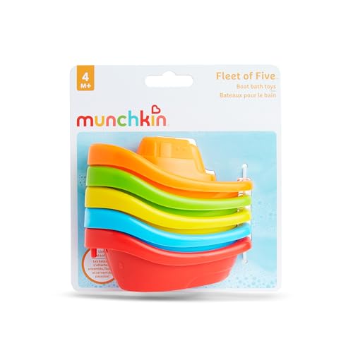 Munchkin 5-Pack - Fleet of Colorful Bath Boats – Fun & Educational Bath Toy Set