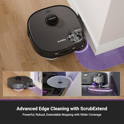 EUREKA Robot Vacuum Cleaner with Mop with Self Cleaning, 16,200 Pa Suction, Auto Mop Hot Water Washing & Hot Air Drying, Anti-Tangle, LDS Navigation, AI Obstacle Avoidance, App & Voice Control, J15