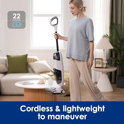 Tineco iFloor 2 Max Wet and Dry Cordless Vacuum Cleaner and Mop, Self cleaning with Streak-free Drying, Ideal for Hard Floors, All corners, sticky messes and pet Hairs, Portable and Lightweight Design
