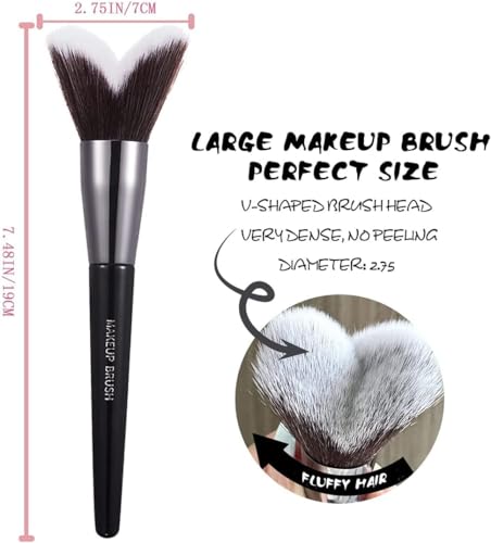 Excefore Concealer Brush, Foundation Contour Concealer Brush, Heart-Shaped Makeup Brush, Kabuki Brush Under Eye Nose Contour, for Concealing Blending Setting Buffing Powder Cosmetic Foundation brush