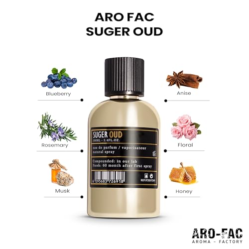 ARO FAC By AMD Perfumes Suger Oud Unisex Perfume - Classic Perfume for Men and Women - Long Lasting Men's and Women's Fragrances with Blend of Blueberry and Anise Eau de Parfum EDP 100ml