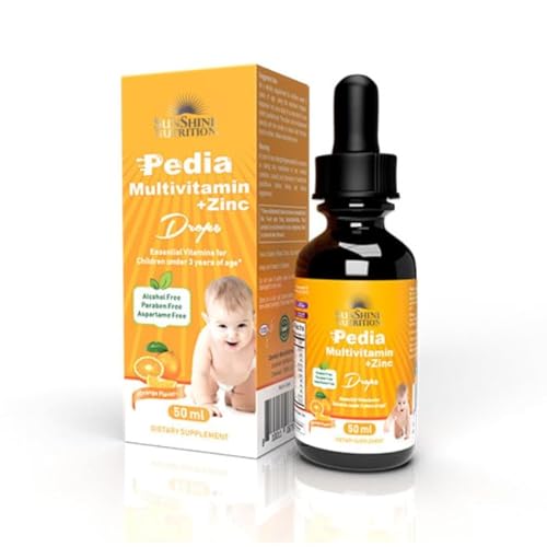 Sunshine Nutrition Pedia Multivitamins + Zinc Drops | Essential Vitamin For Children Under 3 Years | Vegetarian | Paraben Free | No Artificial Sweeteners & Colors | 50Ml