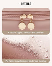 EACHY Travel Makeup Bag,Large Capacity Cosmetic Bags for Women,Waterproof Portable Pouch Open Flat Toiletry Bag Make up Organizer with Divider and Handle