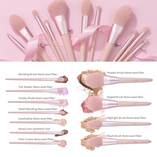 MAK Shiny Makeup Brushes 11 PCS Set with PU Leather Bag (11 Pcs + PU Leather Bag)