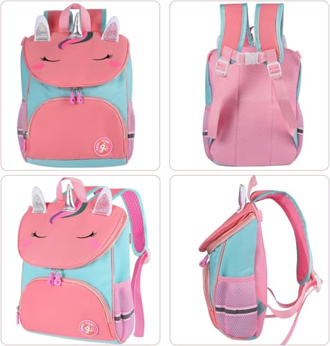 School Bag for Girls Kids Backpack with Chest Strap Children's Backpack Toddlers Rucksack Kindergarten Preschool Bookbag for Girls Age 3-6, M
