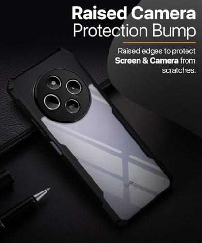 Case for Redmi A4 5G / Poco C75 5G / Redmi 14C Clear Hard PC Back Cover Case with Shockproof Premium TPU Black Border 360 Degree Impact Resistant Transparent Cover