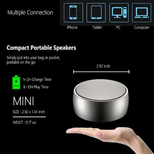 TERRIFI Mini Portable Wireless Bluetooth Speaker with HD Sound, Super Bass, Built-in Mic, Compatible with PC/Tablet, Answer Calls, Gift for Home and Outdoor Activities