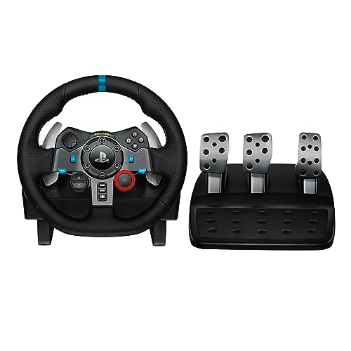 Logitech G29 Driving Force Racing Wheel and Floor Pedals, Real Force Feedback, Stainless Steel Paddle Shifters, Leather Steering Wheel Cover for PS5 Pro, PS5, PS4, PC, Mac - Black - UAE Version