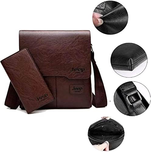 NALACAL JEEP Bag with Wallet for iPad and Personal Supplies - Dark Brown