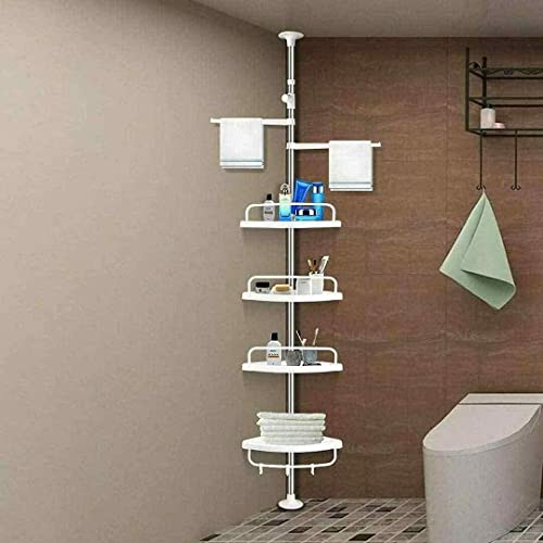 Shower Shelves Rack,4-Tier Bathroom Height Adjustable Telescopic Shower Shelf Shower Corner Rack for Shampoo Soap Tower, Iron (1)