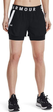 womens Play Up 2-In-1 Shorts (pack of 1) - Black / Black / White