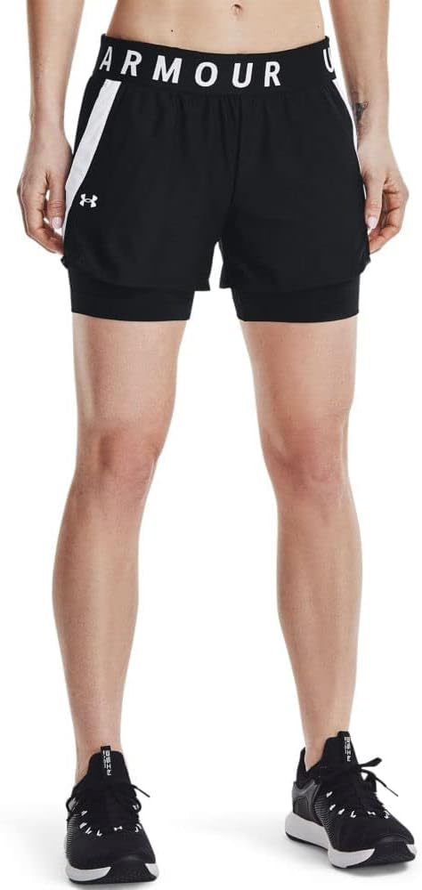 womens Play Up 2-In-1 Shorts (pack of 1) - Black / Black / White