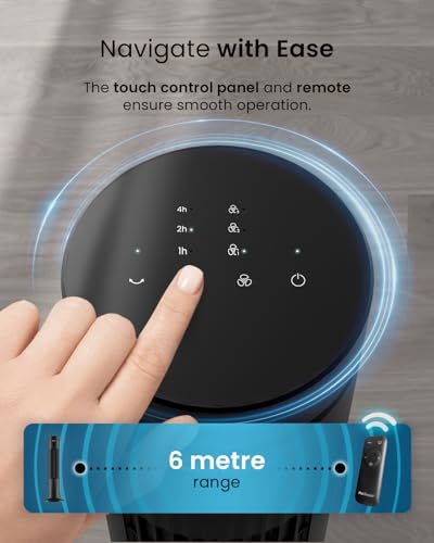 Pro Breeze® 30" Tower Fan with 7-Hour Digital Timer, Remote Control, 3 Cooling Fan Modes & LED Light Indicator - Powerful & Energy-Efficient Electric Fan for Home and Office (Black 30")