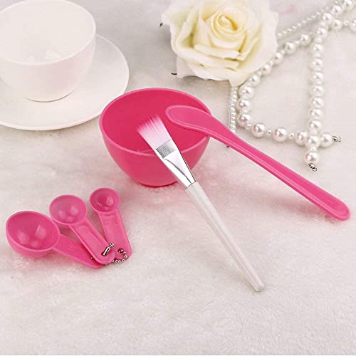 ECVV 4 in 1 DIY Facial Mask Mixing Bowl Brush Spoon Stick Brush Face Care Set Women Facial Beauty Professional Kits Tools (ORANGE)