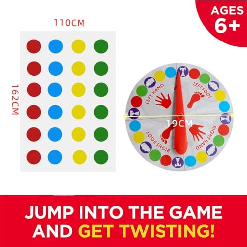 LONIMIA Twister Party Classic Board Game for 2 or More Players - Floor Mat With Spinner for Indoor Outdoor Team Game