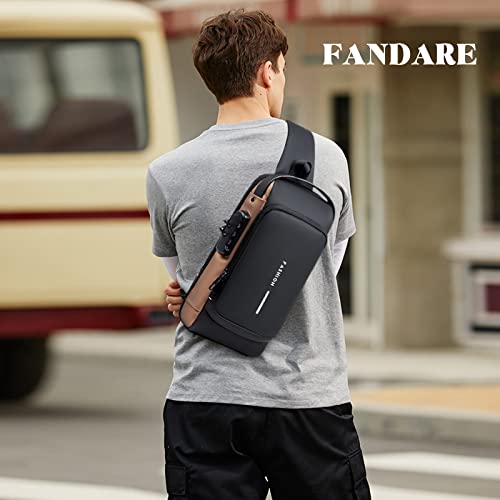 FANDARE Anti-theft Sling Bag Business Men Bag Chest Crossbody bags with USB