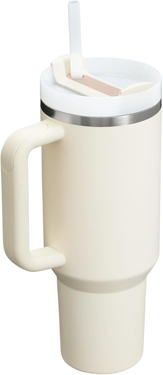 Original Stannle 40 oz Tumbler with Lid and Straw | Travel Mug for Iced Tea & Coffee | 100% Leakproof, Stainless Steel Insulated Tumbler,Office & Gym | Cream 2.0