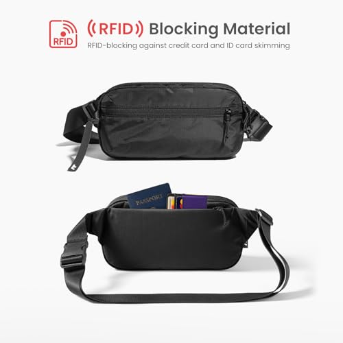 tomtoc Anti-Theft Sling Bag 3.5 L - Lightweight Shoulder Bag with RFID Protection for Switch 2 2025 | Water-Repellent & Organiser Chest Bag for Men & Women | Everyday Life, Travel, EDC | Black