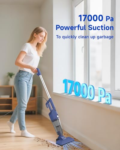 BOMIDI 17000Pa Ultra - Strong Handheld Vacuum Cleaner with 900mL Dust Cup, Quiet Suction, 5m Cable & Washable Filter - Ideal for Wood, Carpet, Tile Floors - Blue