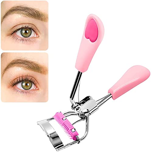 Arabest Eyelash Curler, Eye Lash Curler With Brush Mascara, False Eyelashes Accessory, Best Professional Tool for Lashes Curls for Daily Makeup, Eyelash Curler with Built in Comb (pink)