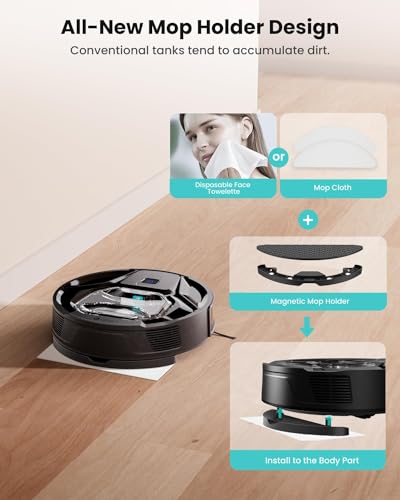 Lefant M320 Robot Vacuum and Mop Combo, 6000Pa Strong Suction 210 Min Runtime, Visible 800ML Dustbin, Self-Charge Robotic Vacuum Cleaner, Alexa/APP/WiFi, Ideal for Pet Hair Hard Floor Low Pile Carpet