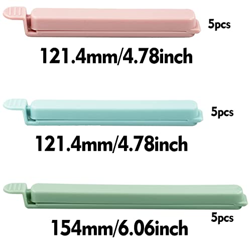 15 Pieces Food Clips,Freezer Clips,Kitchen Clips,Plastic Food Bag Clips Reusable Bag Clips for Food Storage Colorful Food Sealing Clips for Snack, Coffee, Home, Kitchen, Travel(4.7inch, 5.9inch)