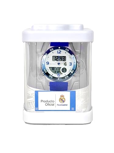 GRUPO MUNRECO Real Madrid RMD0014-05, Children's Watch for Boys, Quartz, Analog and Digital, 3 ATM - Real Madrid Collection, Calendar, Stopwatch, Alarm, Light, Blue, 40 mm, Strip