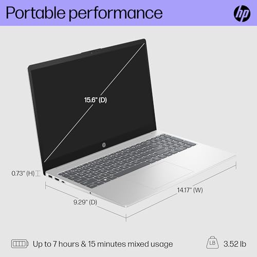 HP 15 inch Laptop, HD Display, 13th Generation Intel Core i5-1334U, 8 GB RAM, 512 GB SSD, Intel Iris Xe Graphics, Windows 11 Home, 15-fd (2024)