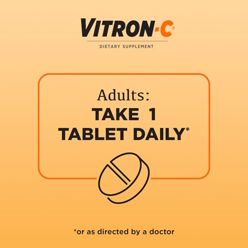 Vitron-C Iron Supplement, Once Daily, High Potency Iron Plus Vitamin C, Dye Free Tablets, 60 Count