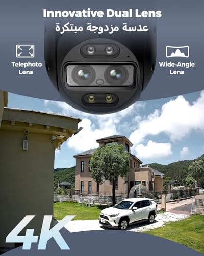 REOLINK Wired WiFi Outdoor Security Camera, 4K 8MP Dual Lens, 360° PTZ Camera, Auto Tracking, 2.4/5GHz Wi-Fi Smart Person/Vehicle/Animal Detection, 6X Hybrid Zoom, Color Night Vision, TrackMix WiFi