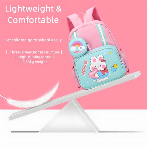 AoMige Toddler Backpack Kids Cute Cartoon Schoolbag Lightweight Bookbags Daypack School Backpack with Adujustable Strap Small Preschool Daycare Bag with Coin Pocket for Girls Boys (Pink-02)