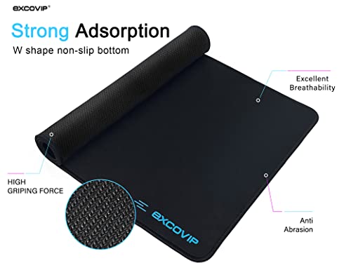 EXCOVIP Gaming Mouse Pad XL, Extended Table Mat Desk Pad For Computer & Laptop Keyboard Accessories Rubber Mice Pads Non-Slip Black Stitched Edges -23.5x11.6"