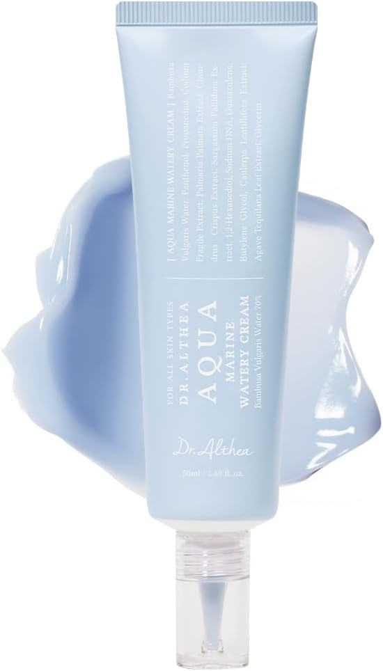 Aqua Marine Watery Cream Daily Face Moisturizer for All Skin Types Deep Hydration Face Cream with Hyaluronic Acid Vegan Korean Skincare, 50ml