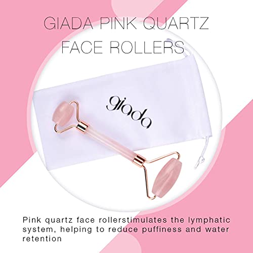 Giada Rose Quartz Roller for Face | Genuine Gemstone Face Roller for Eyes, Neck and Body | Rose Quartz Facial Massager (Rose Quartz)