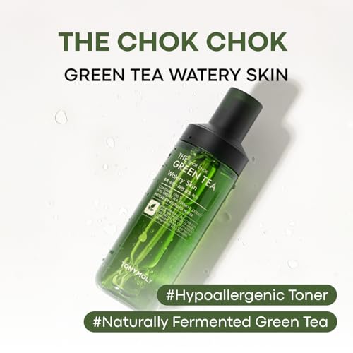 TONYMOLY THE CHOK CHOK GREEN TEA WATERY SKIN, 180ml Toner, Hydrating Finish, Green Tea Extract, Soothing, Lightweight, Korean Skincare
