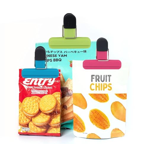 Yowlens Bag Clips for Food Storage Kitchen Storage Clip Seal Clips, 6 Pcs Sturdy, Airtight, Reusable Clips for Sealing Freezer Bags-Ideal for Home & Kitchen & Office